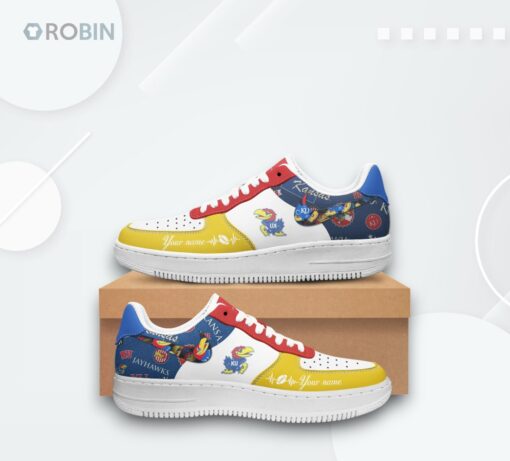 Personalized Kansas Jayhawks Air Force 1 Shoes Custom Printed Design