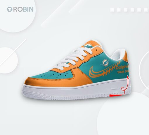 Personalized Miami Dolphins Air Force 1 Sneakers   Custom Team Design