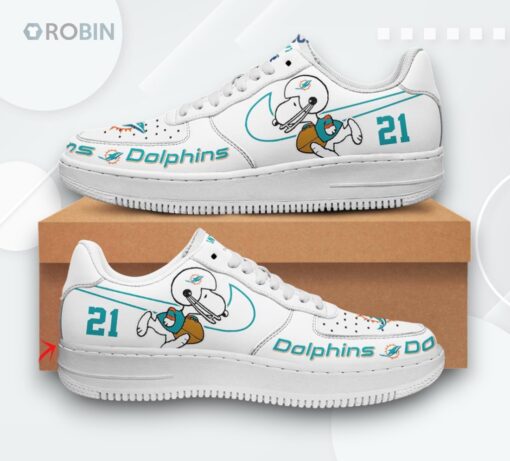 Personalized Miami Dolphins Snoopy Air Force 1 Low Top Shoes