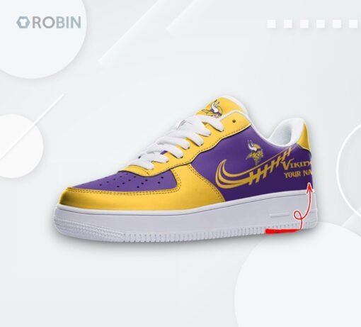 Personalized Minnesota Vikings Air Force 1 Sneakers   Custom Design Shoes