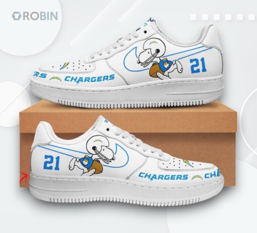 Personalized Snoopy Design Los Angeles Chargers Air Force 1 Low Top Shoes