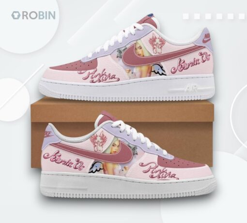 Pink Aura Fan Design Air Force 1 Sneakers by Kenia Os   Stylish & Unique