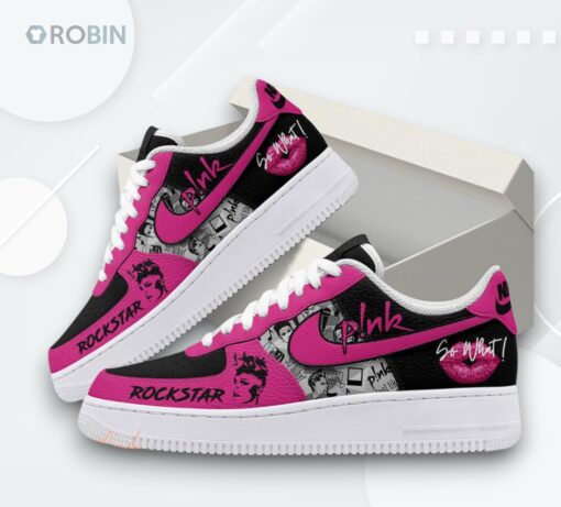 Pink Rockstar True Fan Air Force 1 Shoes   Unique Printed Design