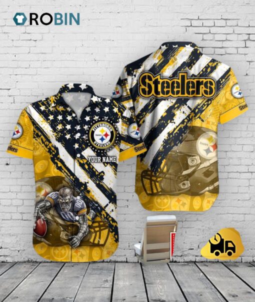 Pittsburgh Steelers American Flag Hawaiian Shirt