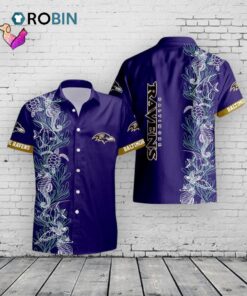 Ravens Hawaiian Shirt Turtle Seaweed Print