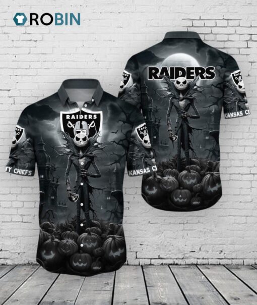 Raiders Halloween Hawaiian Shirt –  Jack Skellington NFL Las Vegas
