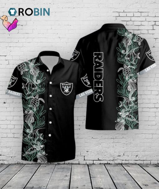 Raiders Hawaiian Shirt Turtle Seaweed Print