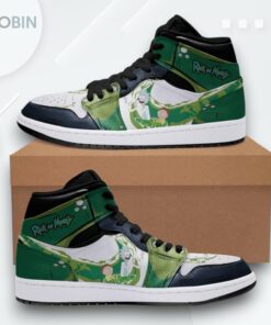 Rick & Morty Custom AJ1 High Sneakers – Funny Middle Finger Print