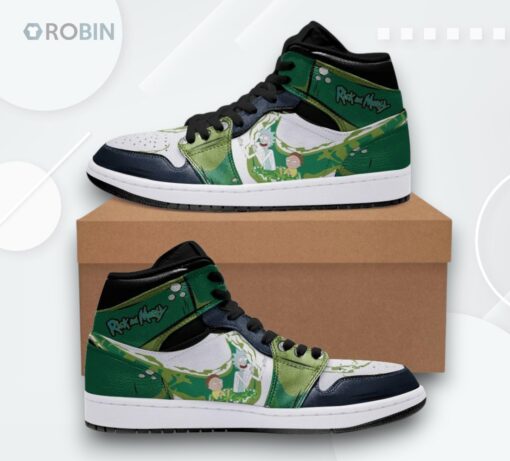 Rick & Morty Custom AJ1 High Sneakers – Funny Middle Finger Print