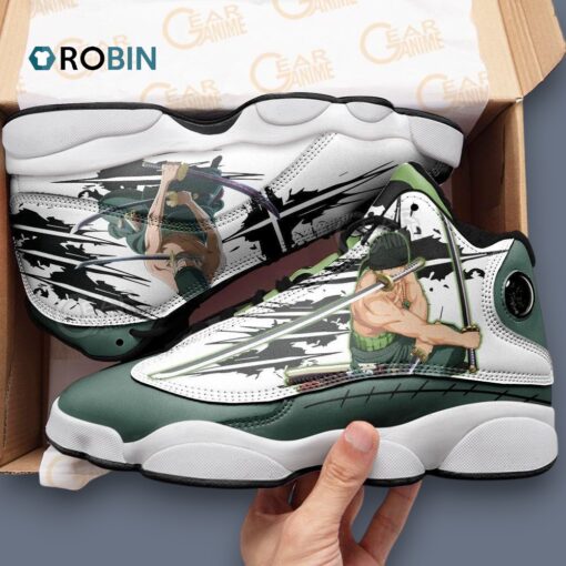 Roronoa Zoro Art Sneakers – Stylish Jordan 13 Inspired by One Piece Character