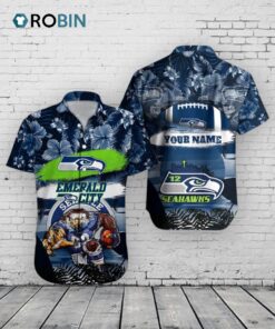 Seahawks Hawaiian Shirt Mascot Football Aloha NFL
