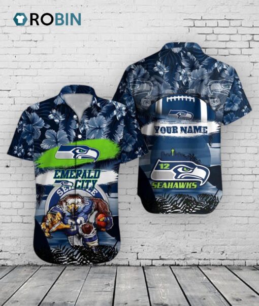 Seahawks Hawaiian Shirt Mascot Football Aloha NFL