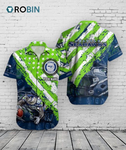 Seattle Seahawks Hawaiian Shirt –  American Flag Print