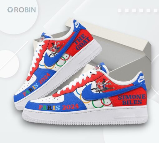 Simone Biles Paris Olympic Air Force 1 Shoes   USA GOAT Design