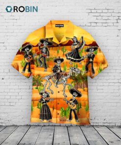 Skull Desert Hawaiian Shirt –  Funny Mexican Dancing Skull Shirt