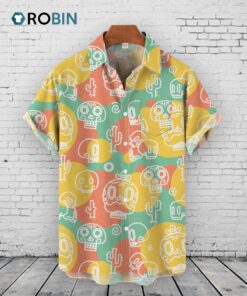 Skulls & Cacti Hawaiian Shirt –  Cinco De Mayo Mexican Print Skulls & Cacti Hawaiian Shirt –  Cinco De Mayo Mexican Print