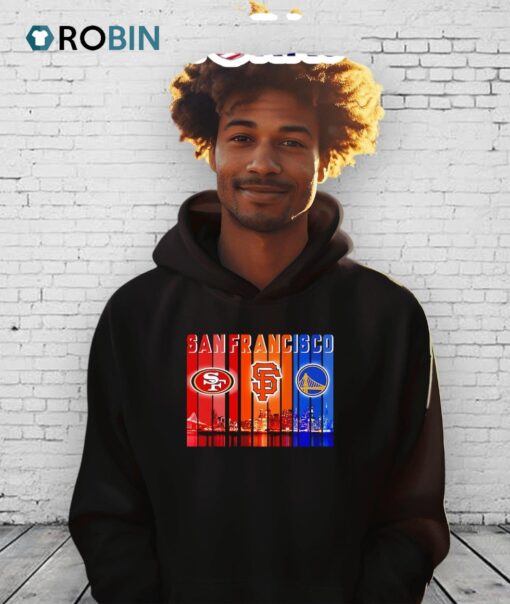 Skyline San Francisco Sports 49ers Giants And Golden State Warriors Logo Shirt