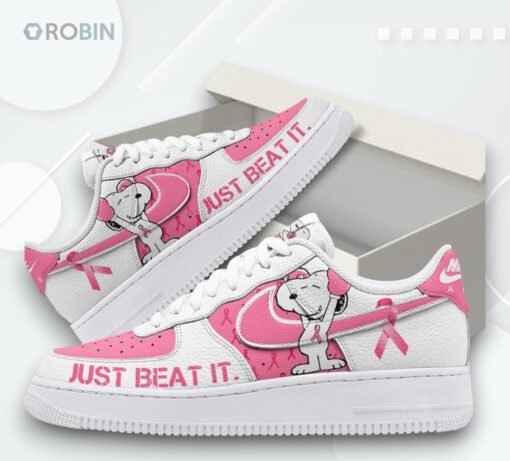 Snoopy Breast Cancer Awareness Air Force 1 Shoes   Just Beat It Design