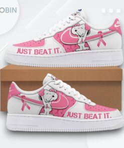 Snoopy Breast Cancer Awareness Air Force 1 Shoes   Just Beat It Design