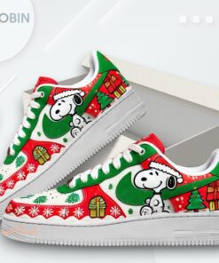 Snoopy Christmas Peanuts Air Force 1 Shoes   Festive Holiday Design