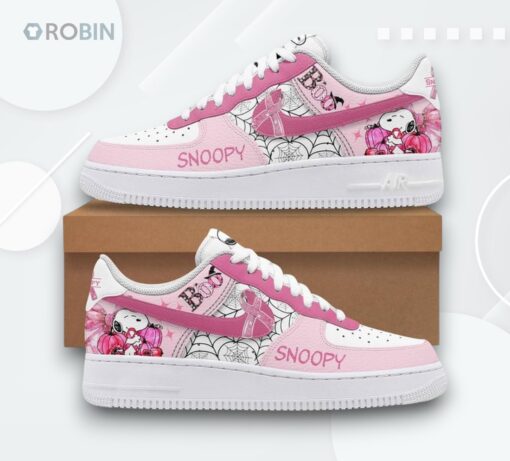 Snoopy Halloween Breast Cancer Awareness Air Force 1 Shoes