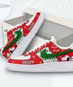 Snoopy Merry Christmas Air Force 1 Shoes – Bright Holiday Design