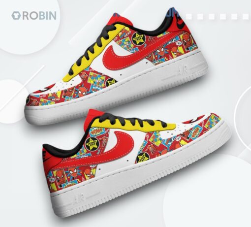 Spider Man Black Lace Air Force 1 Shoes   Superhero Love Design
