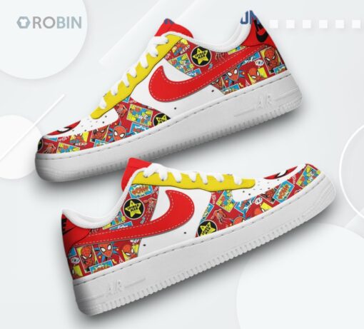 Spider Man Love Graphic White Lace Air Force 1 Sneakers for Superhero Fans