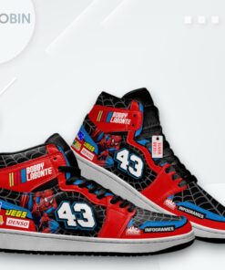 Spiderman Jordan 1 High Sneakers – Bobby Labonte Custom #43 Spiderman Jordan 1 High Sneakers – Bobby Labonte Custom #43
