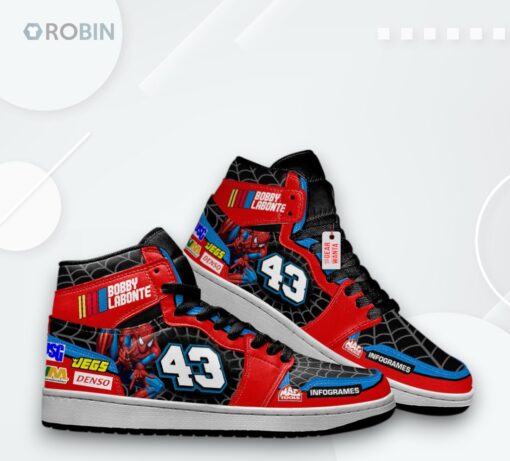 Spiderman Jordan 1 High Sneakers – Bobby Labonte Custom #43