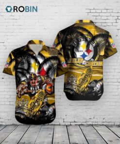 Steelers Hawaiian Shirt –  NFL Aloha Floral Print Football Fan Steelers Hawaiian Shirt –  NFL Aloha Floral Print Football Fan