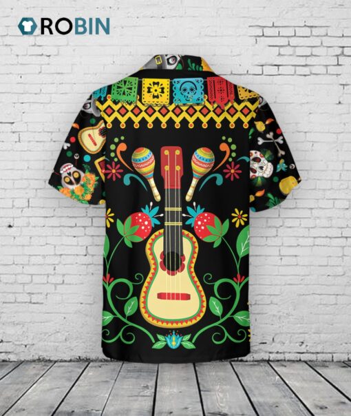 Sugar Skull Guitar Hawaiian Shirt –  Day of the Dead Mexican Aloha Shirt