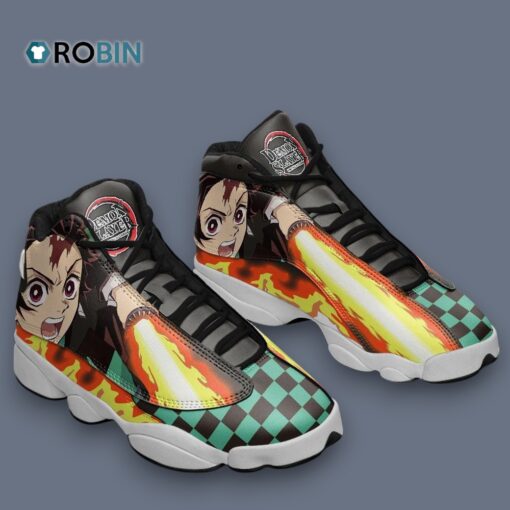 Sun Breathing Tanjiro Jordan 13 Sneakers – Unique Anime Inspired Design
