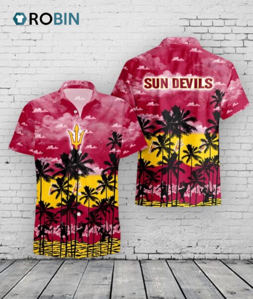 Sun Devils Hawaiian Shirt Palm Tree Design