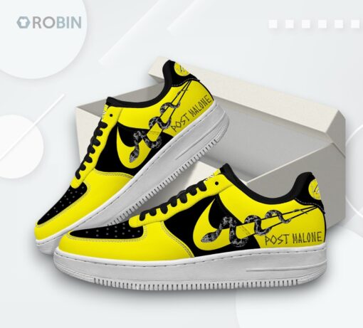 Sunflower Print Post Malone Air Force 1 Sneakers   Unique Designer Shoes