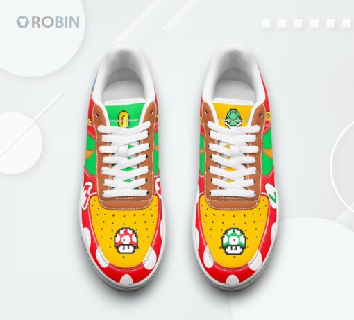 Super Mario Mushroom Air Force 1 Shoes Stylish Video Game Inspired Sneakers