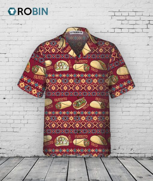 Taco Hawaiian Shirt –  Funny Mexican Folk Burgundy
