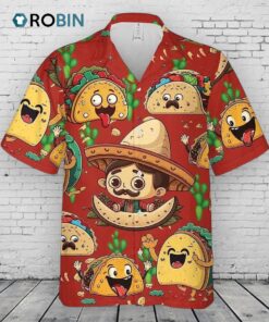 Taco Hawaiian Shirt Men, Funny Mexican Aloha Summer Print Taco Hawaiian Shirt Men, Funny Mexican Aloha Summer Print