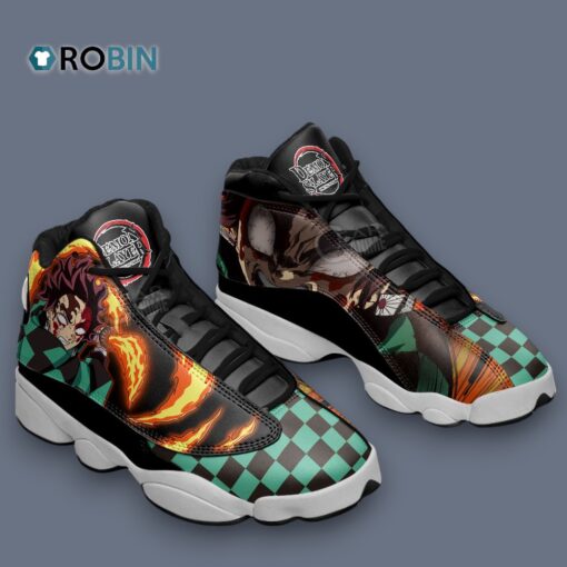 Tanjiro Bloody Rage Air Jordan 13 Sneakers – Anime Inspired Printed Design