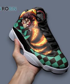 Tanjiro Bloody Rage Air Jordan 13 Sneakers – Anime Inspired Printed Design