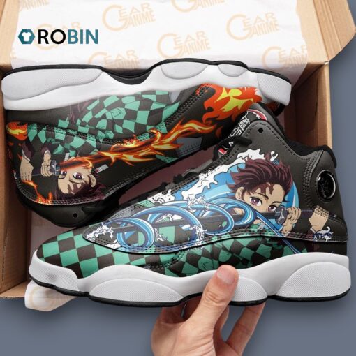 Tanjiro Inspired Jordan 13 Sneakers – Unique Anime Design Footwear for Fans