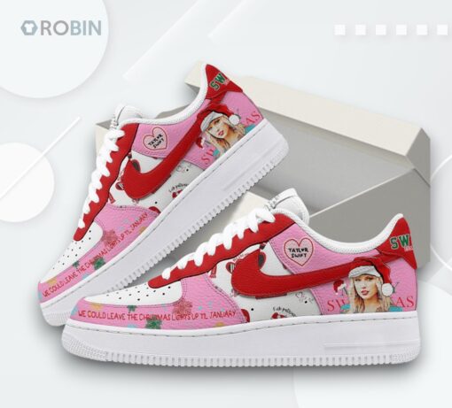 Taylor Swift 1989 Christmas Lights Air Force 1 Sneakers   Festive Design
