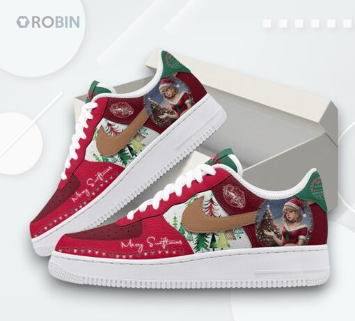 Taylor Swift Merry Swiftmas Air Force 1 Shoes  Christmas Tree Farm Design