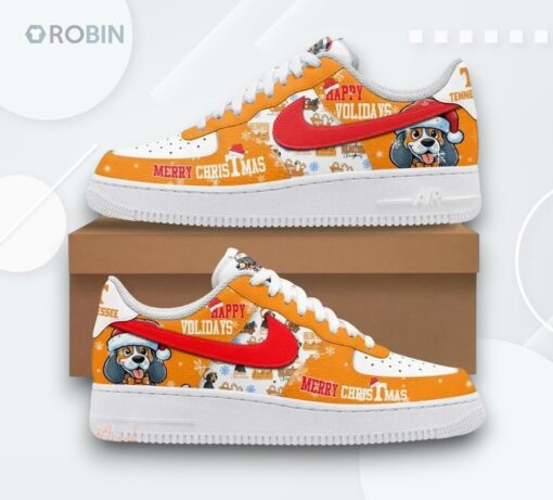 Tennessee Volunteers Merry Christmas Air Force 1 Shoes   Happy Volidays Design