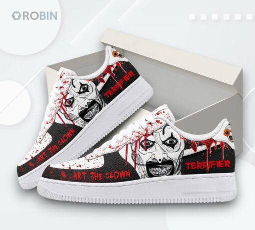 Terrifier 3 Clown Art Air Force 1 Shoes   Unique Halloween Themed Design