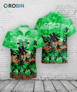 Thundering Herd Hawaiian Shirt –  Palm Tree Print Thundering Herd Hawaiian Shirt –  Palm Tree Print