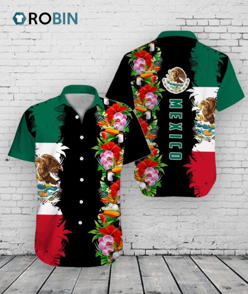 Toucan Hawaiian Shirt –  Mexican Floral Aloha Shirt Mexico