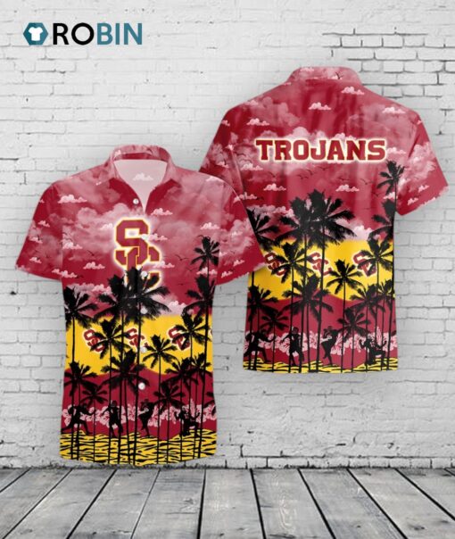 Trojans Hawaiian Shirt Palms Tree USC Aloha