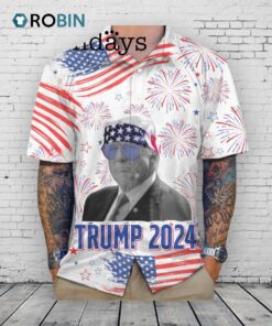 Trump US Flag Hawaiian Shirt –  Patriotic 4th of July