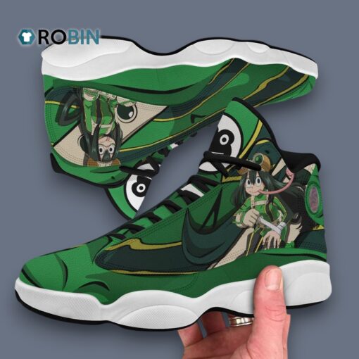 Tsuyu Asui Printed Jordan 13 Sneakers – Stylish Anime Inspired Footwear